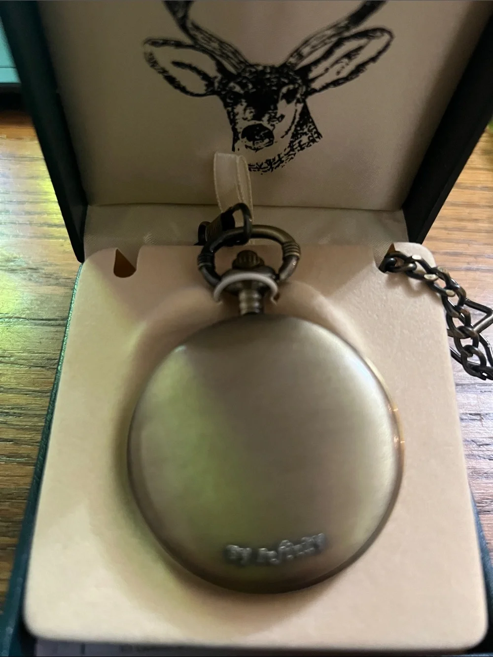 Deer Motif Pocket Watch — Antique Bronze Finish